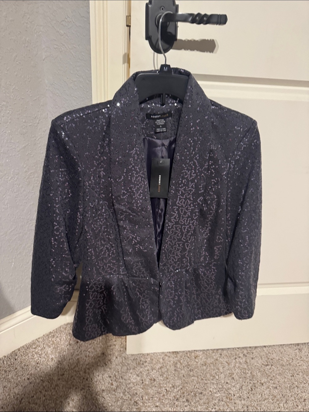 Robert Louis purple graySequined Peplum Blazer